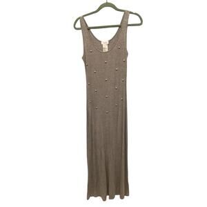 Out From Under Urban Outfitters Womens Maxi Tank Dress Small S Gray Studded Boho